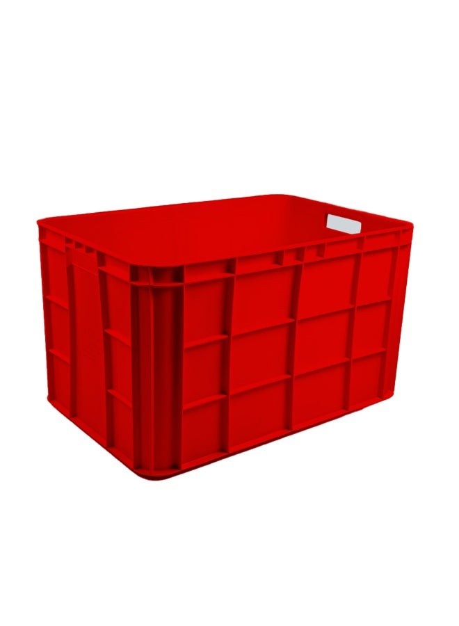 Plastica Industries LLC Fish Crate 600x400x350mm, 70L Stackable Plastic Storage Box for Fishing, Seafood, Cold Storage, Transport & Industrial Use - Red - Image 1